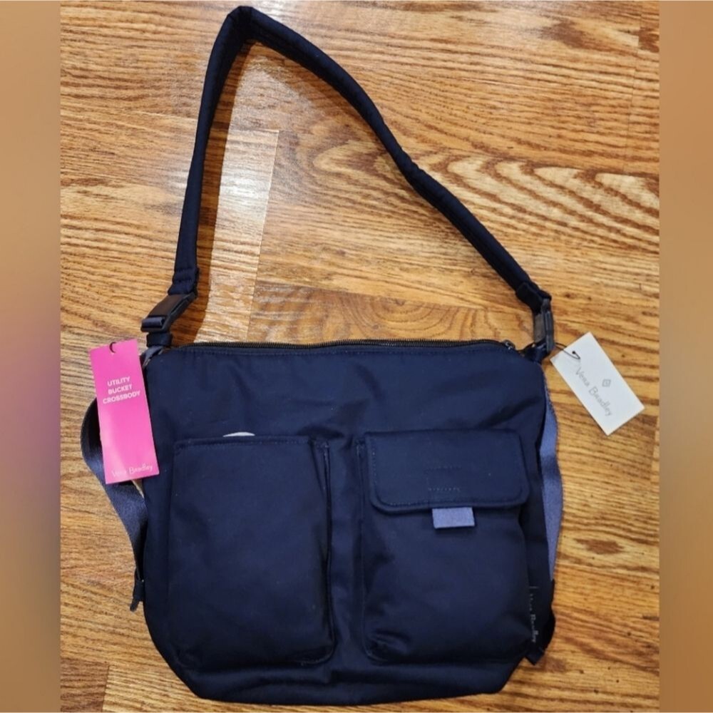 NWT Vera Bradley Navy Utility Bucket Crossbody Purse